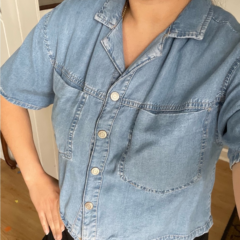 Zara Light Blue Denim Shirt - Picture 8 of 9
